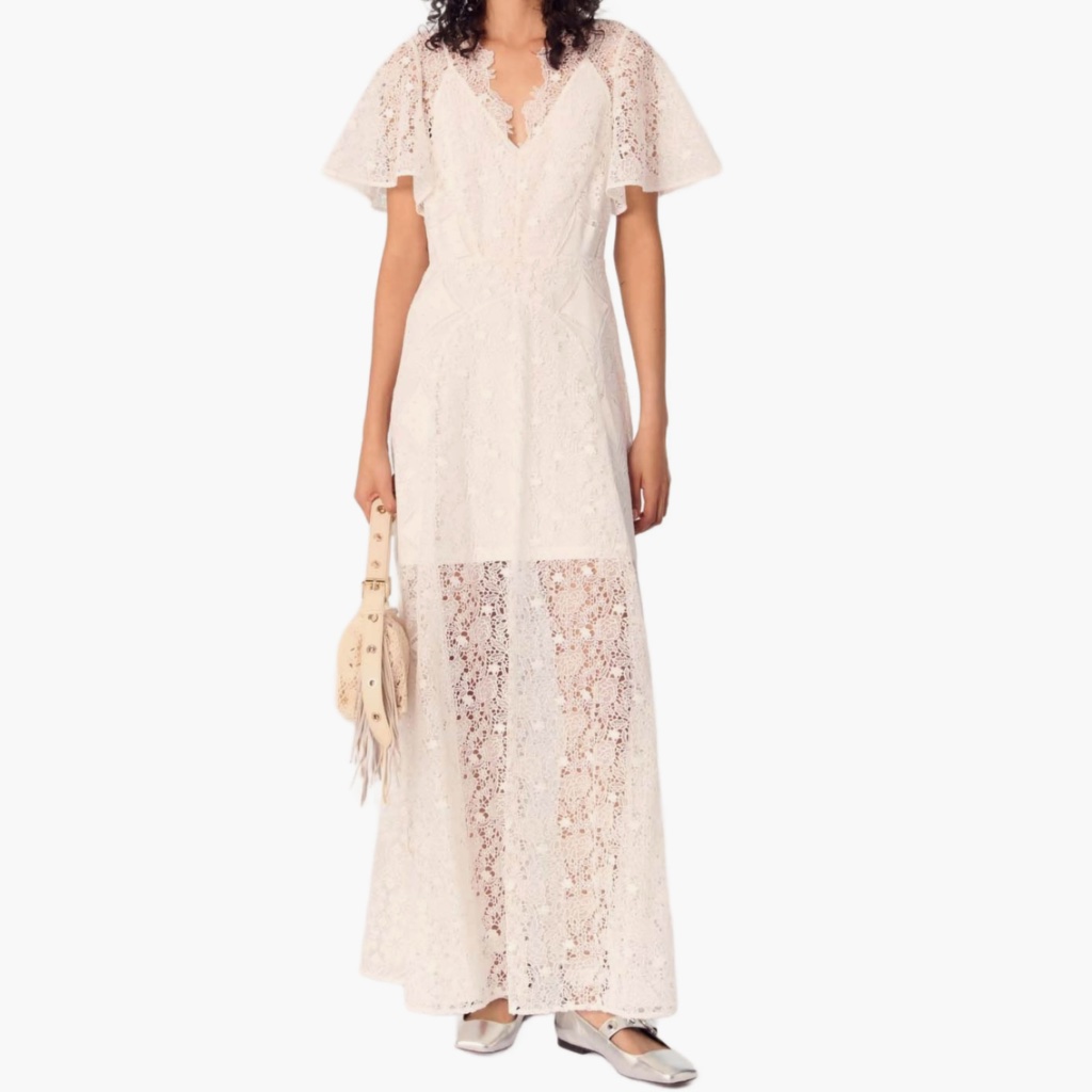 Riblanche Floral Guipure Maxi Dress No Slip